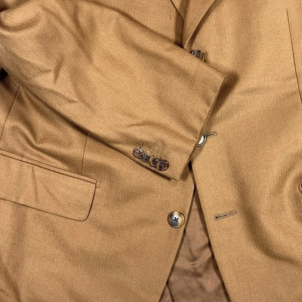 Corneliani EU54 US44R Pure Cashmere Brown Double Vent Textured Herringbone Coat - Picture 4 of 15